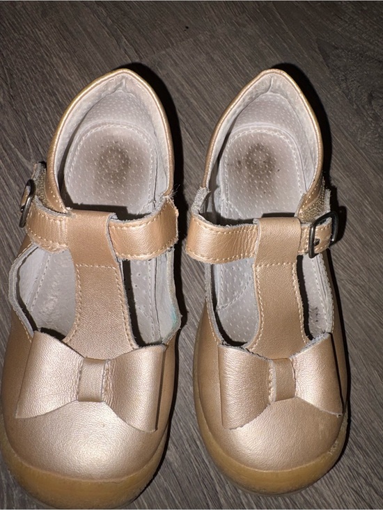 Other - Girls T-Strap Bow Dress Shoes in Light Gold